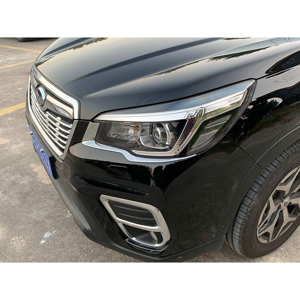 Compatible con Subaru 2019 2020 2021 Forester faro delantero cubierta moldura cromada 9