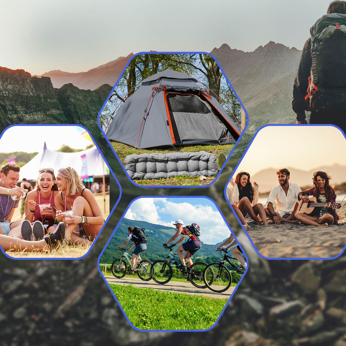Lumaland Tenda da campeggio pop-up | tenda a cupola per 2-3 persone 215 x 195 x 120 cm | 4 stagioni | tenda da trekking e festival | leggera, impermeabile e robusta | montaggio semplice, veloce