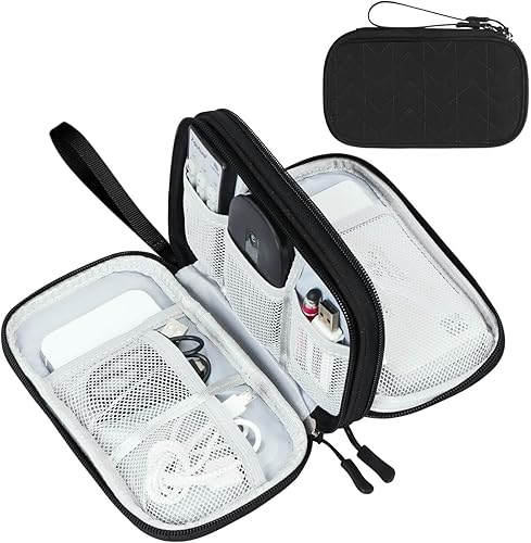 FYY Organizador electrónico, organizador de cables de viaje, bolsa de transporte para accesorios electrónicos, portátil, impermeable, doble capa,