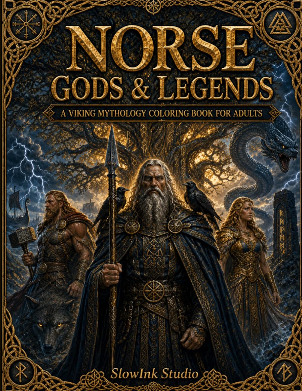 Norse Gods & Legends Coloring Book: Epic Viking Mythology — Odin, Thor, Freyja, Ragnarök and Nordic Heroes for Adults