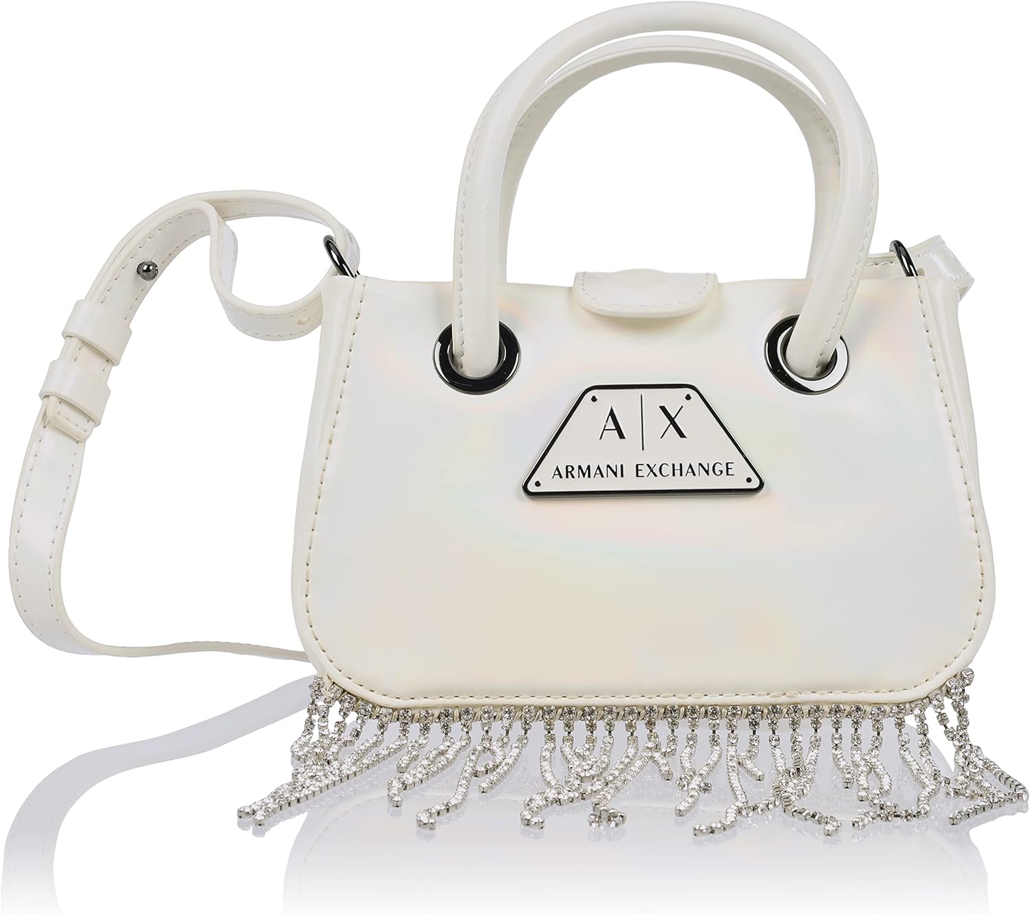 ARMANI EXCHANGE Alpha SLG, Enriched Strass, iPhone Holder, Porta Donna, Bianco (Glitch), Taglia Unica ARMANI EXCHANGE Alpha SLG, Enriched Strass, iPhone Holder, Porta Donna, Bianco (Glitch), Taglia Unica
