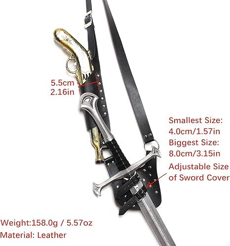 Miniatura 6 de HZMAN NegroMarrón Ajustable Espada Rana Espada Medieval Espada Holster LARP Ropa Accesorio Rana Espada Correa