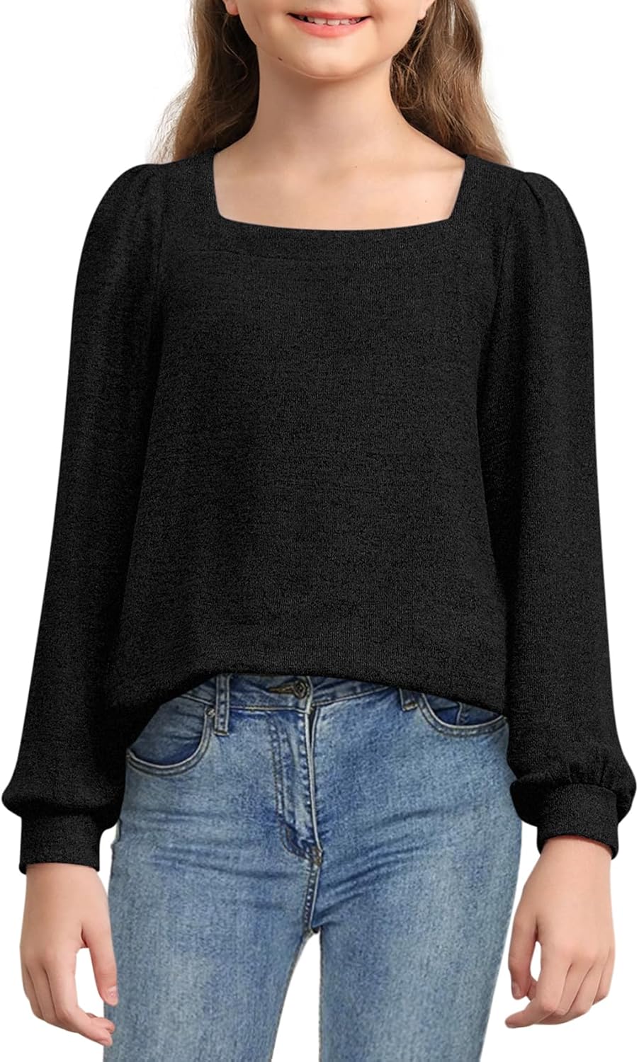 BZB Girls Long Sleeve Shirts Casual Square Neck Tunic Tops Fall Winter Clothes 5-14 Years - Image 2