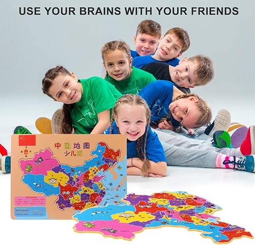 Miniatura 5 de NUOBESTY Rompecabezas de mapa chino divertido educativo para niños y niñas, rompecabezas de mapa de juguetes familiares para niños y niñas,