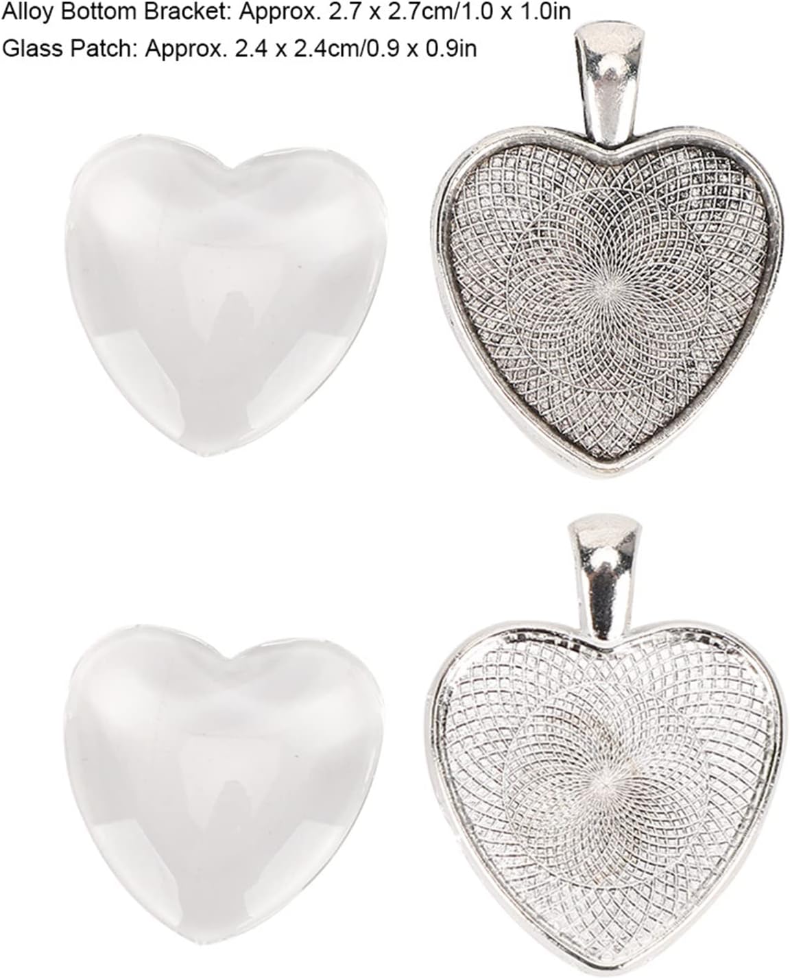 YUYTE Heart Shaped Pendant, 60pcs Pendant Trays Setting Base Setting Bezel Setting With Glass - Image 7
