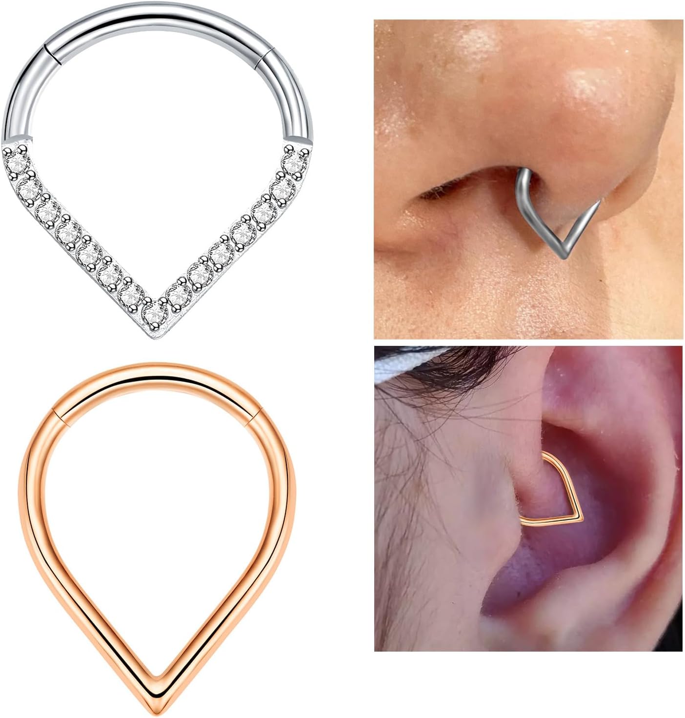 Steel Teardrop Nose Piercing Jewelry Unisex Surgical Septum Rings Clip Stylish Tragus Hoop Accessory Teardrop Nose Hoop