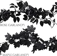 Vista 6 de Guirnalda de rosas de 5.74 pies con vides de rosas de 5.74 pies con vides de hojas de eucalipto para mesa, habitación, fiesta, oficina, decoración