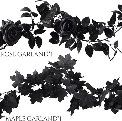 Miniatura 6 de Guirnalda de rosas de 5.74 pies con vides de rosas de 5.74 pies con vides de hojas de eucalipto para mesa, habitación, fiesta, oficina, decoración