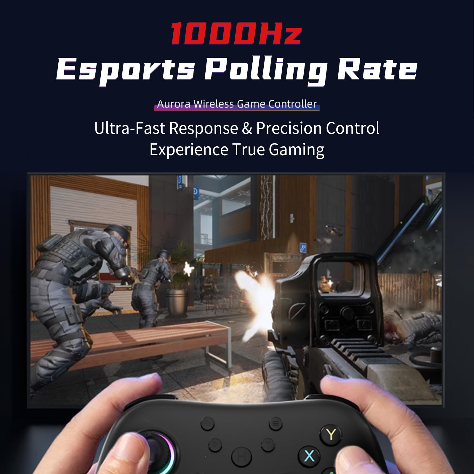 AceGamer Aurora 2.4G Wireless Controller per PC Windows/Switch 2/Switch/Steam/iOS/Android, Gamepad per PC con joystick ad effetto Hall, pulsante posteriore programmabile, attuatore lineare risonante