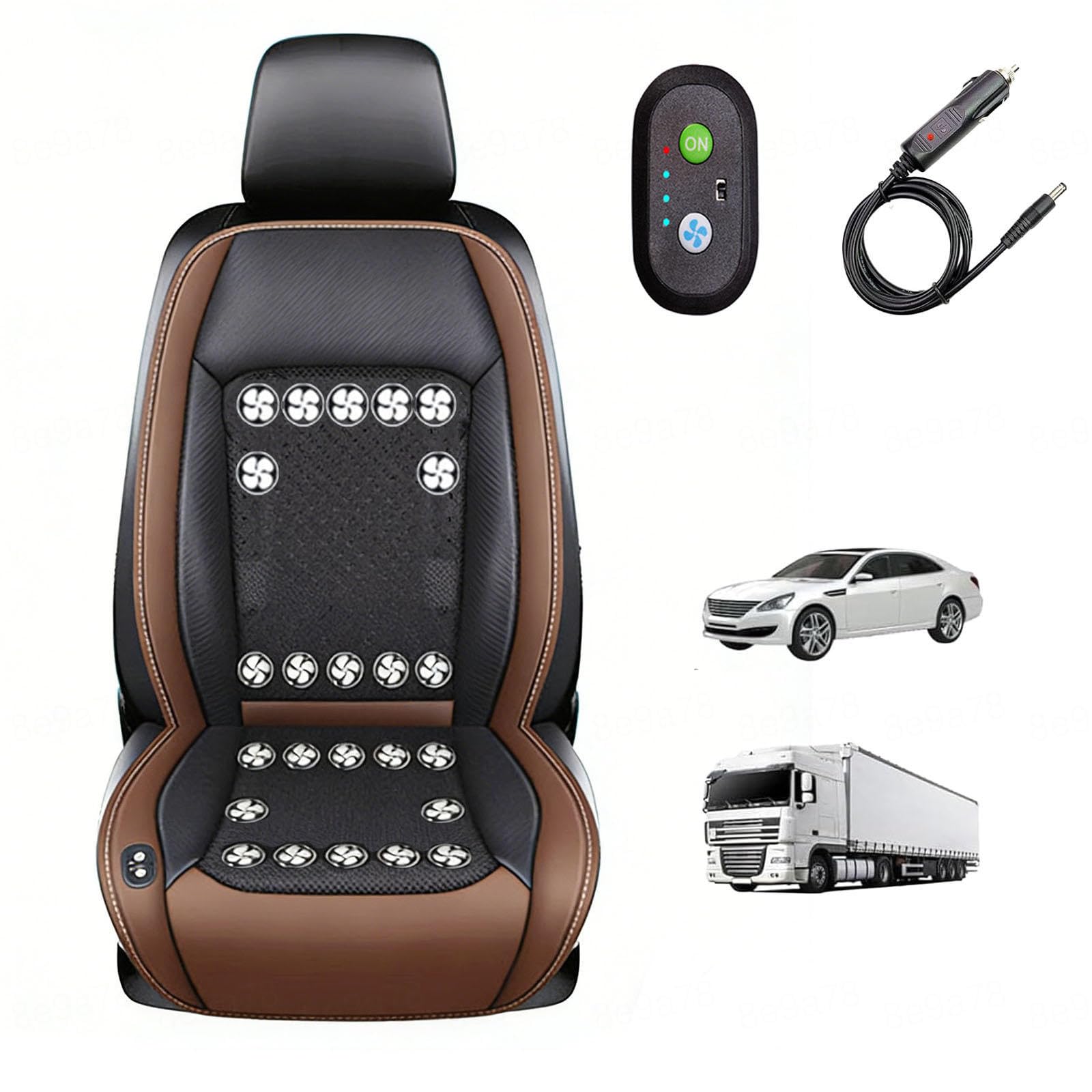 LRF-yxkj Ventilated Car Seat Cover 12V-24V 3 Cooling Air Speeds Cooling Seat Cover for Car Suv Truck Universal Fit,Brown-24V24Fan