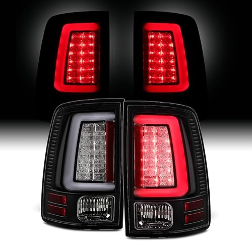 AKKON - Para lubricante de luz LED en forma de C 2013-2018 Dodge Ram Pickup Truck (DSDJD2) luces traseras negras luces traseras izquierda+par derecho