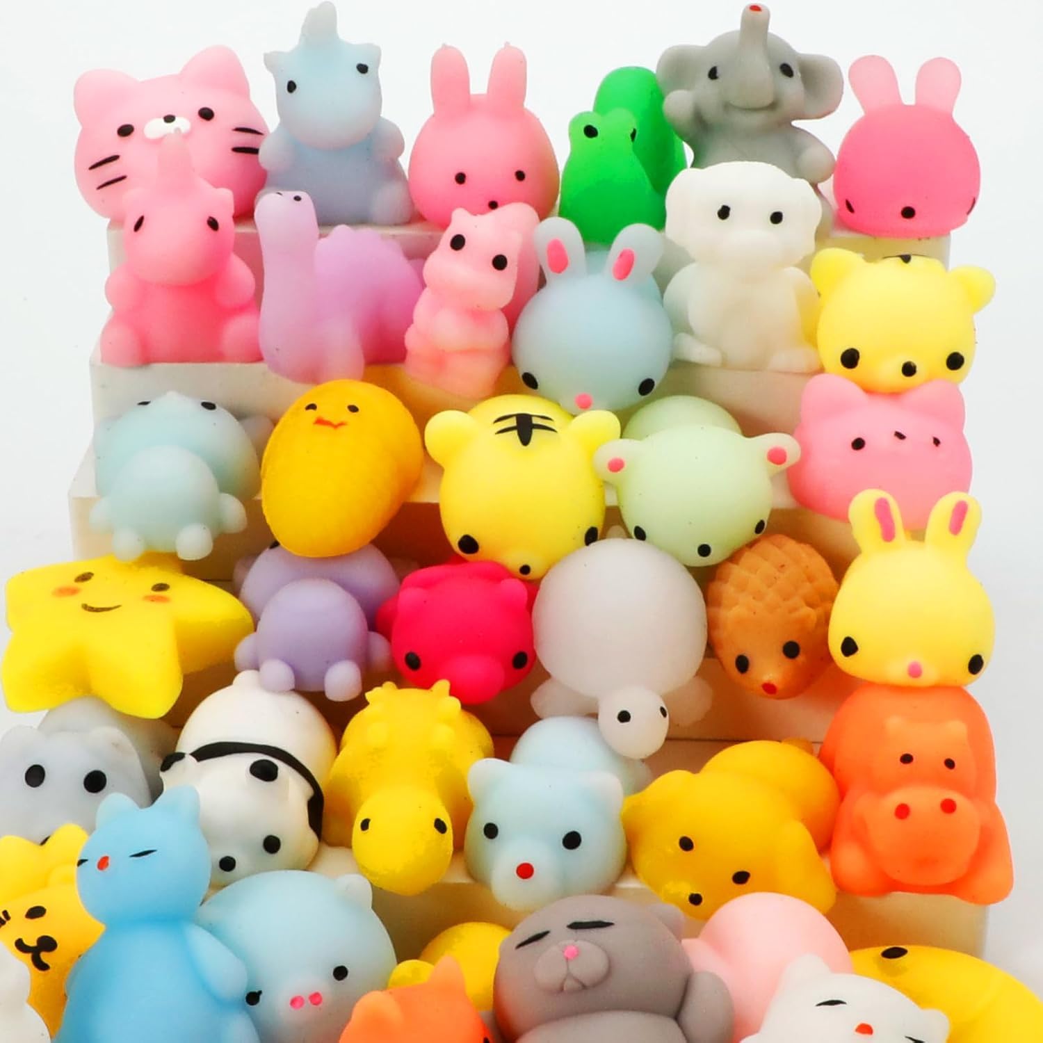 ANAB GI Kawaii Mochi Squishy Toys - Mini Animal Stress Relief Squishies for Kids' Birthday Party Favors (Set of 5)