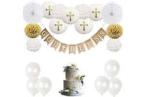 CHRORINE First Communion Banner Kit for Boys and Girls, God Bless Sign Decorations