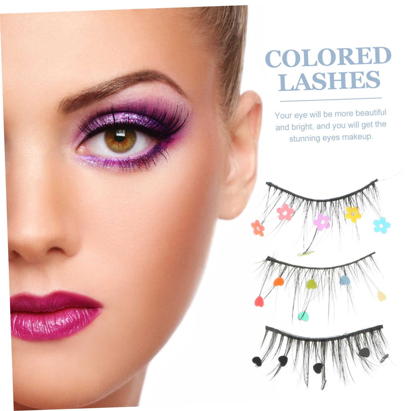 Healeved 15paare Kreative Falsche Wimpern Mit Glitzer Und Blumen Im Herzdesign Wiederverwendbare Farbenfrohe Augenaufschläge Für Cosplay Und Besondere Anlässe