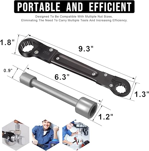 Miniatura 10 de Herramientas de fontanería, kit de llave doble Kwik Tite, llave de parada angular, llave de fontanería. Juego de herramientas de fontanería