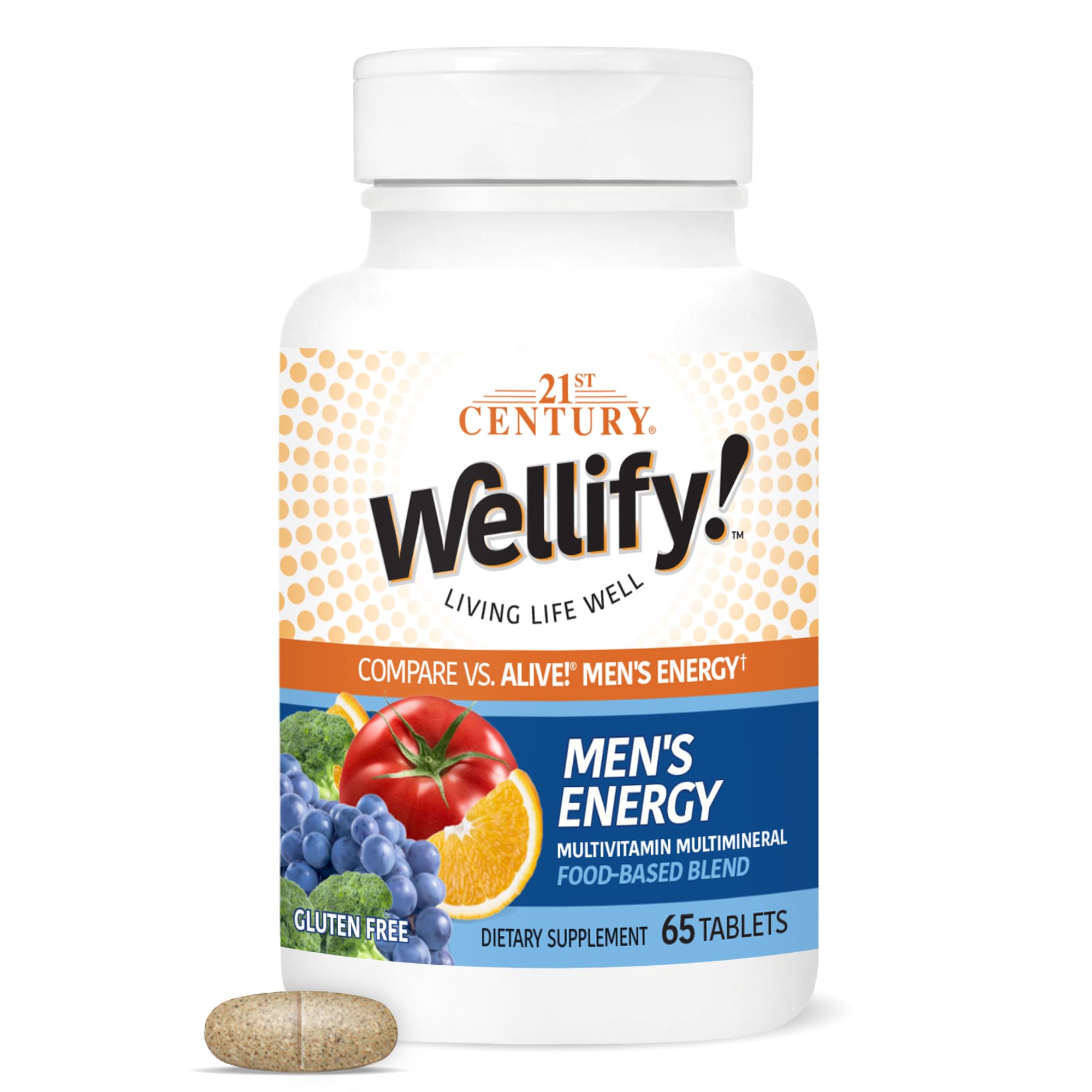 21st Century Wellify Men's Energy Multivitamin with Minerals, 65 Count 65 Count (Pack of 1)
