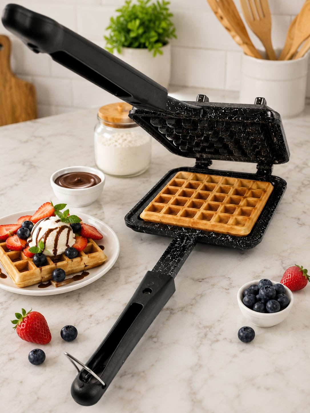 Waffle Maker Machine | Non Stick Waffle Maker | Pancake Maker Waffle | Waffle Pancake | Non Stick Waffle Pan | Gas Stove Compatible-image-12
