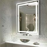 LED Vanity Mirror with Light&comma; 24 x 32 Inch Smart Dimmable Dressing Mirror&comma; Anti-Fog Mirror with CRI 95&plus; LED&comma; Smart Touch Button&comma; 3 Colors Lights for Wall&comma; Bathroom&comma; Living Room