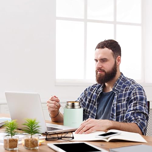 Miniatura 8 de Tarro térmico aislado para sopa para niños y adultos, contenedor térmico de acero inoxidable de 27 onzas con cuchara, aislamiento de triple capa