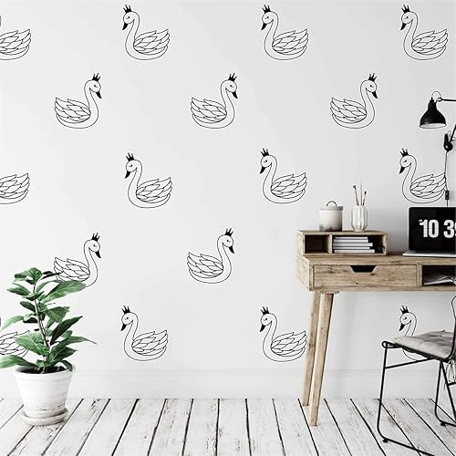 Miniatura 4 de 60 calcomanías de pared de cisnes para guardería, calcomanías de pared de cisne para niños y niñas, decoración del hogar, murales BK008 (rosa)