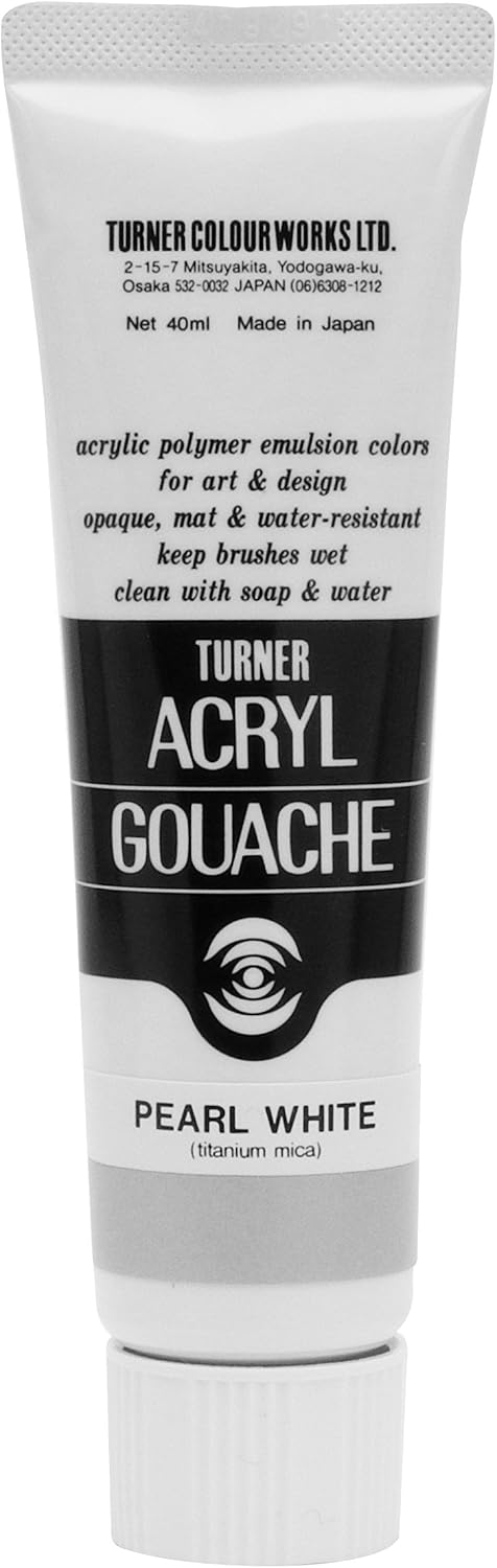 Turner Colour Works Acryl Gouache Artist Acrylic Paint - Single 40 ml Tube - Pearl White