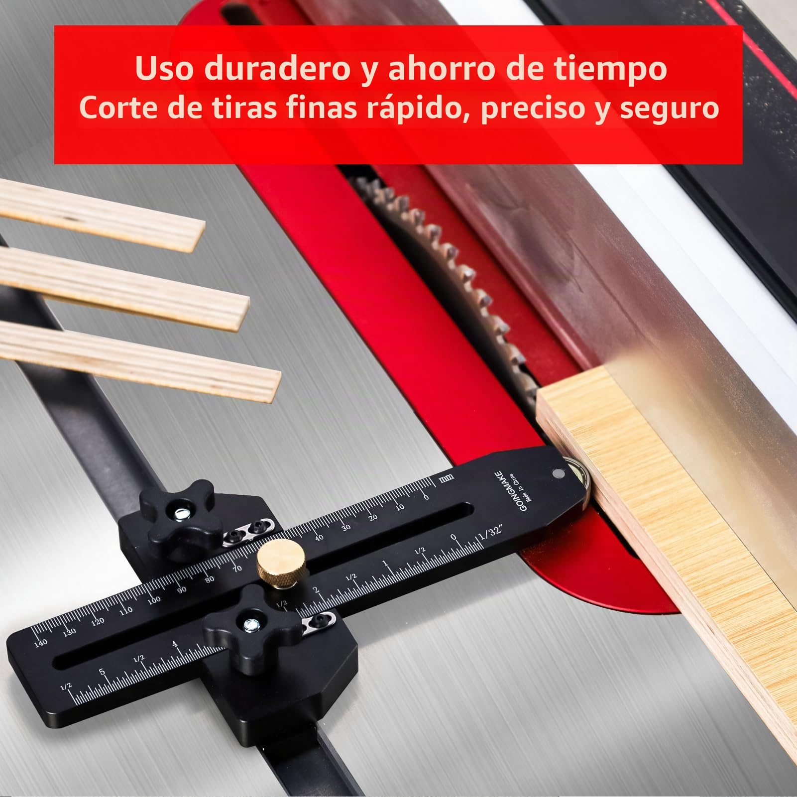GOINGMAKE Guía de plantilla de sierra de mesa de corte fino para hacer cortes repetitivos de tiras finas y estrechas, herramientas de carpintería, guía de rasgado rápido y delgado para sierra de mesa,