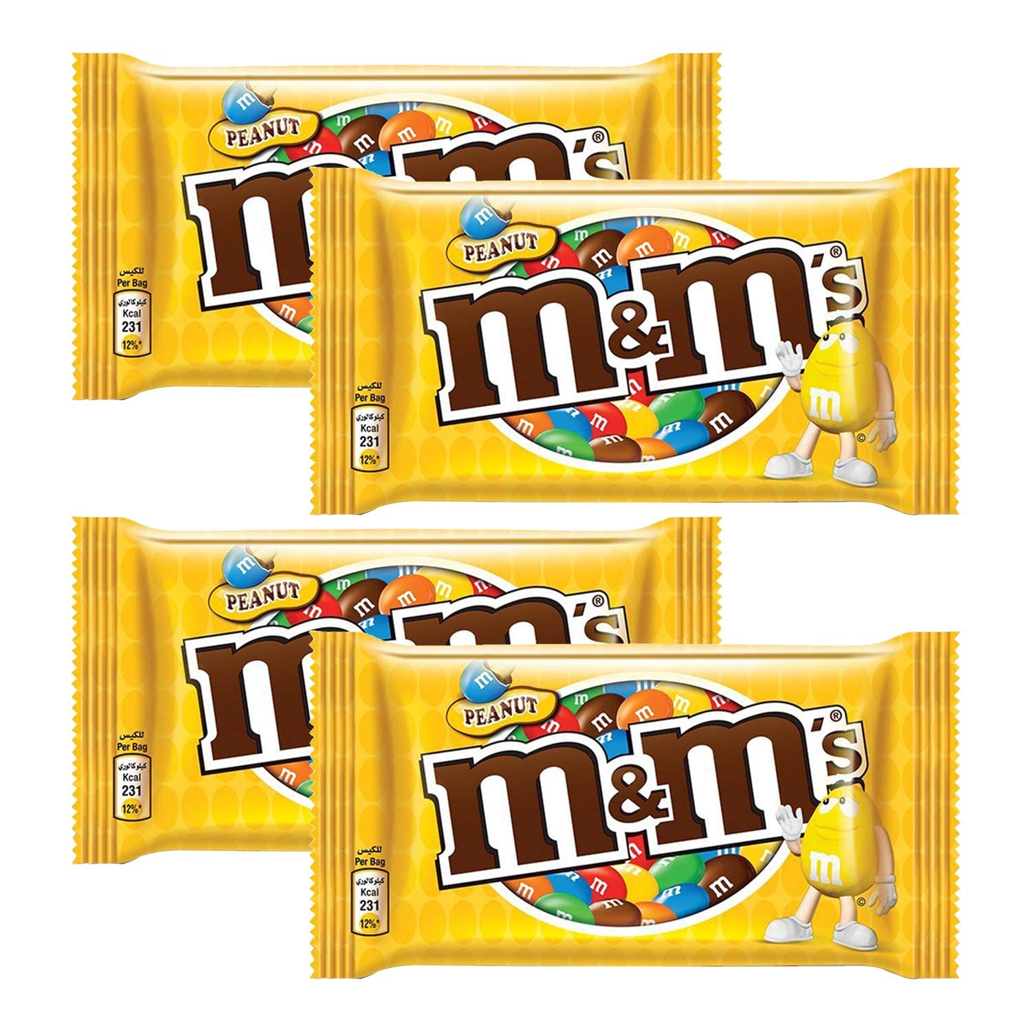 M&Ms Peanut Chocolate Candies With Roasted Peanuts Covered in Milk Chocolate and a Colorful Candy Shell 45gm Each Pack Of 4