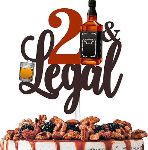 Decoración de pastel con purpurina negra 21 legal para decoración de fiesta temática de animación al whisky, suministros de decoración de fiesta de