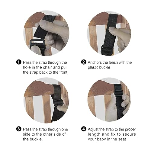 Miniatura 4 de Cinturón de seguridad ajustable para bebé, arnés de seguridad de 5 puntos, cinturón de seguridad ajustable para silla alta y silla de paseo, color