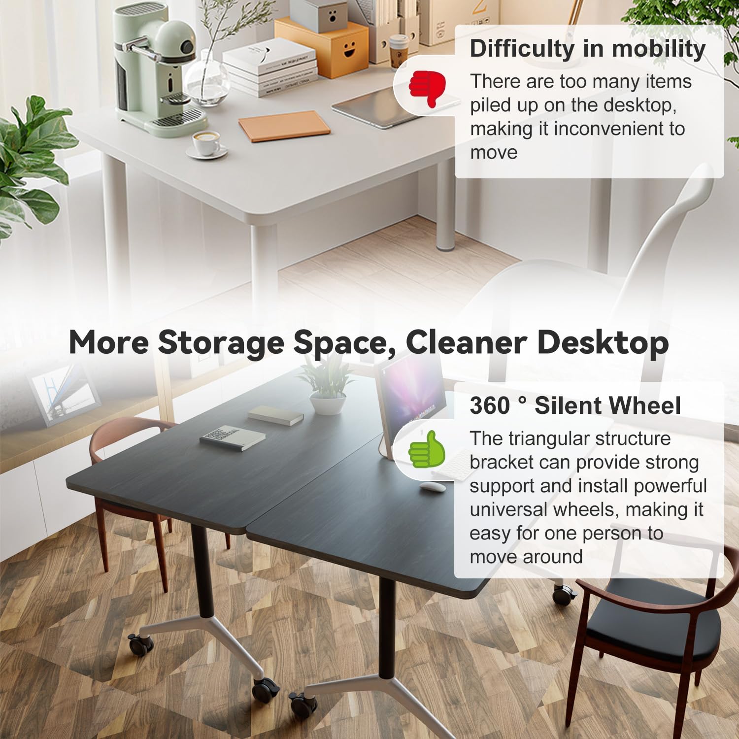 Folding Conference Room Tables Seminar Conference Table Modern Flip Top Training Meeting Tables Conference Room Table with Wheels — view 5