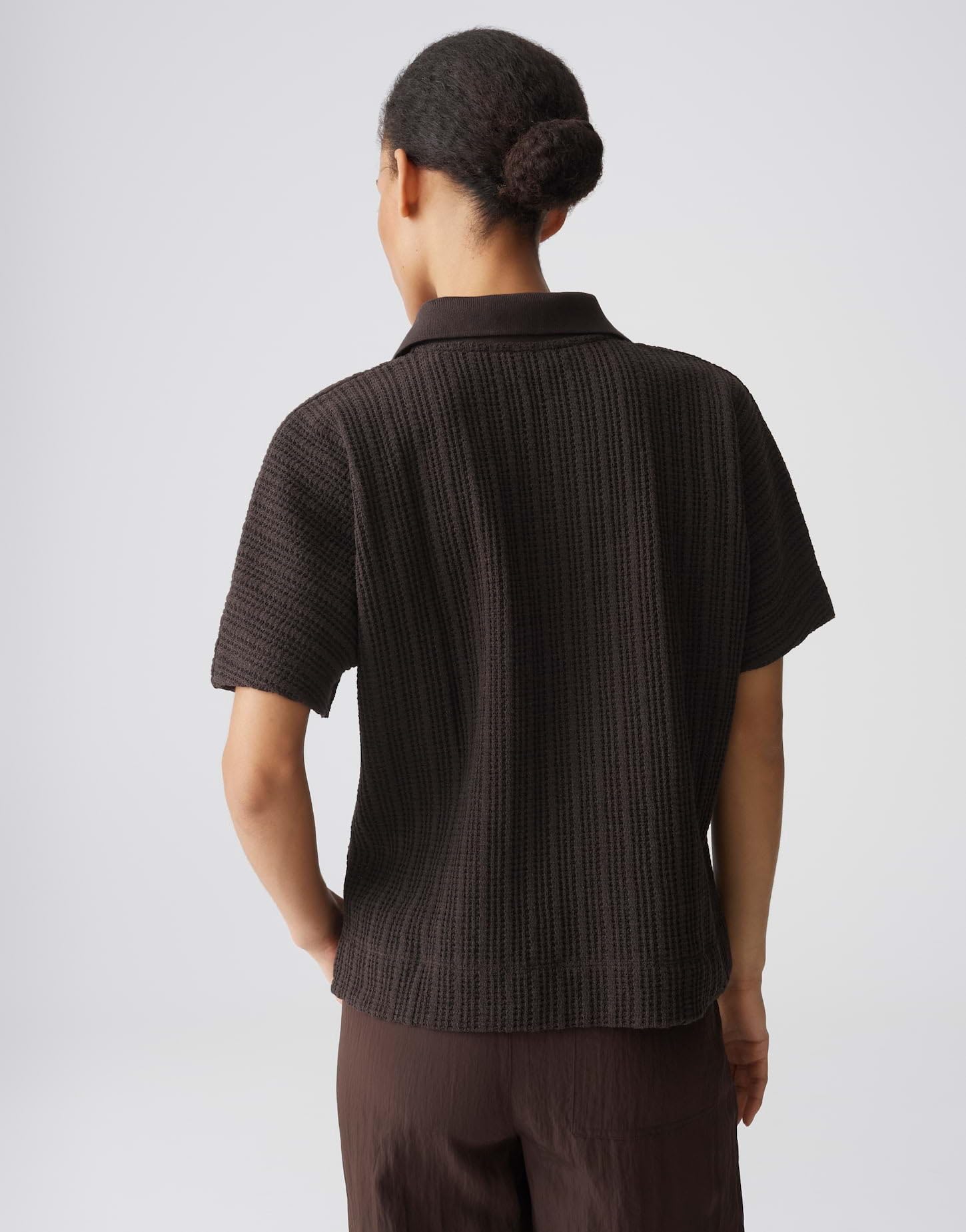 OPUS Damen Kurzarmshirt | Poloshirt in luftiger Strickoptik Loose Fit