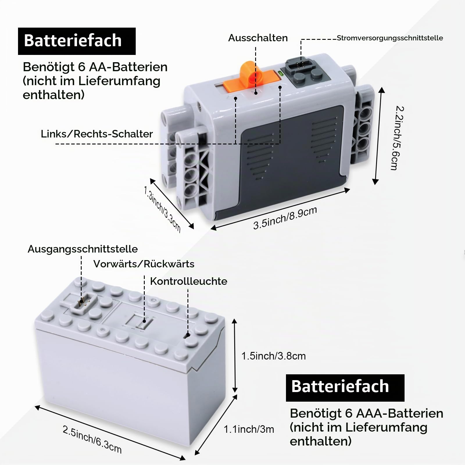Servo Motor Power Function Set,QIQIAZI 45-Teiliges Elektrisch Spielzeug Motoren mit M/L/XL/Servo/Train-Motor,IR Fernbedienung, Batteriebox, Verlängerungskabel, Kompatibel mit Technik