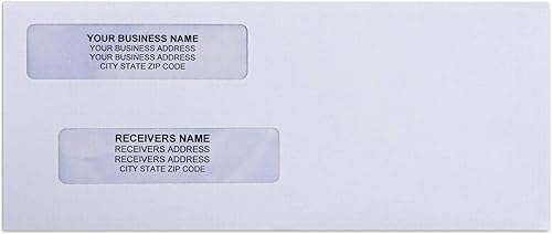 Miniatura 3 de 500 sobres de cheques de seguridad de ventana doble - Diseñada para cheques comerciales, Quickbooks, cheques láser - Polarizado de seguridad - Sello