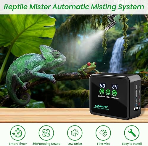 Miniatura 10 de Mister de reptiles automático, sistema silencioso de nebulización de reptiles con temporizador, humidificadores de niebla de reptiles con boquillas