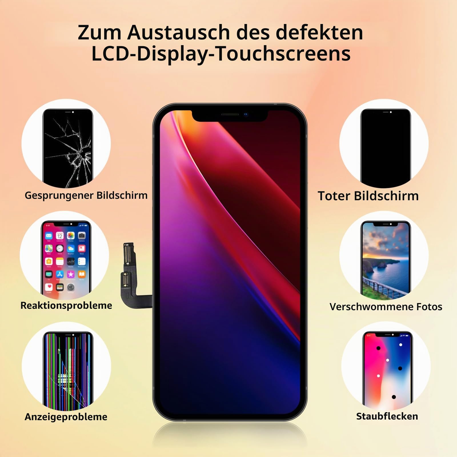 DTD Display für iPhone 12/iPhone 12 Pro LCD 6.1" Bildschirm Ersatz FHD Touchscreen 3D Touch Digitizer Rahmen Montage und Reparaturkits