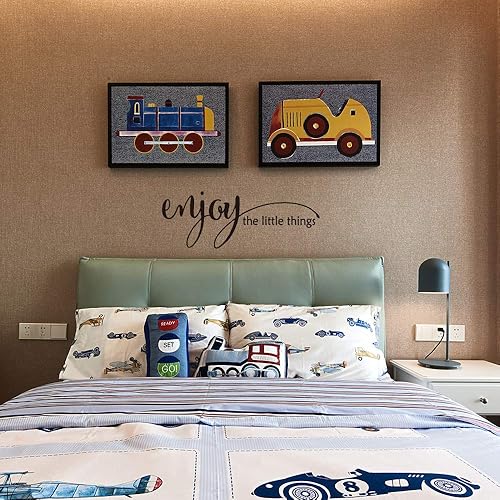 Miniatura 5 de Enjoy The Little Things - Calcomanía de vinilo puro negro para pared, citas, letras artísticas, escritura a mano, decoración de habitación, palabras