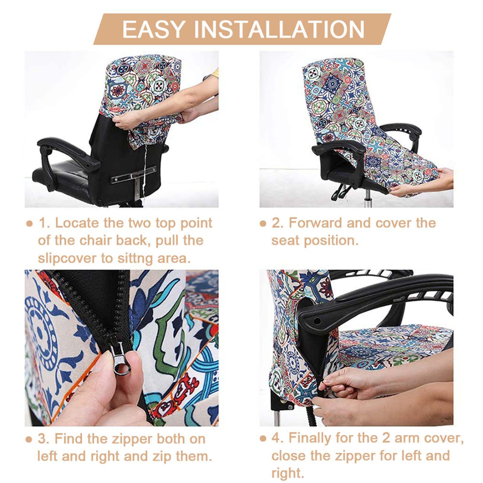 KCCRHIN Funda Para Silla De Oficina Para Videojuegos, Elástica, Lavable, Funda Para Silla De Computadora, Funda Giratoria Para Silla De Computadora, Protector De Silla De Jefe De Computadora, Lavable A Máquina