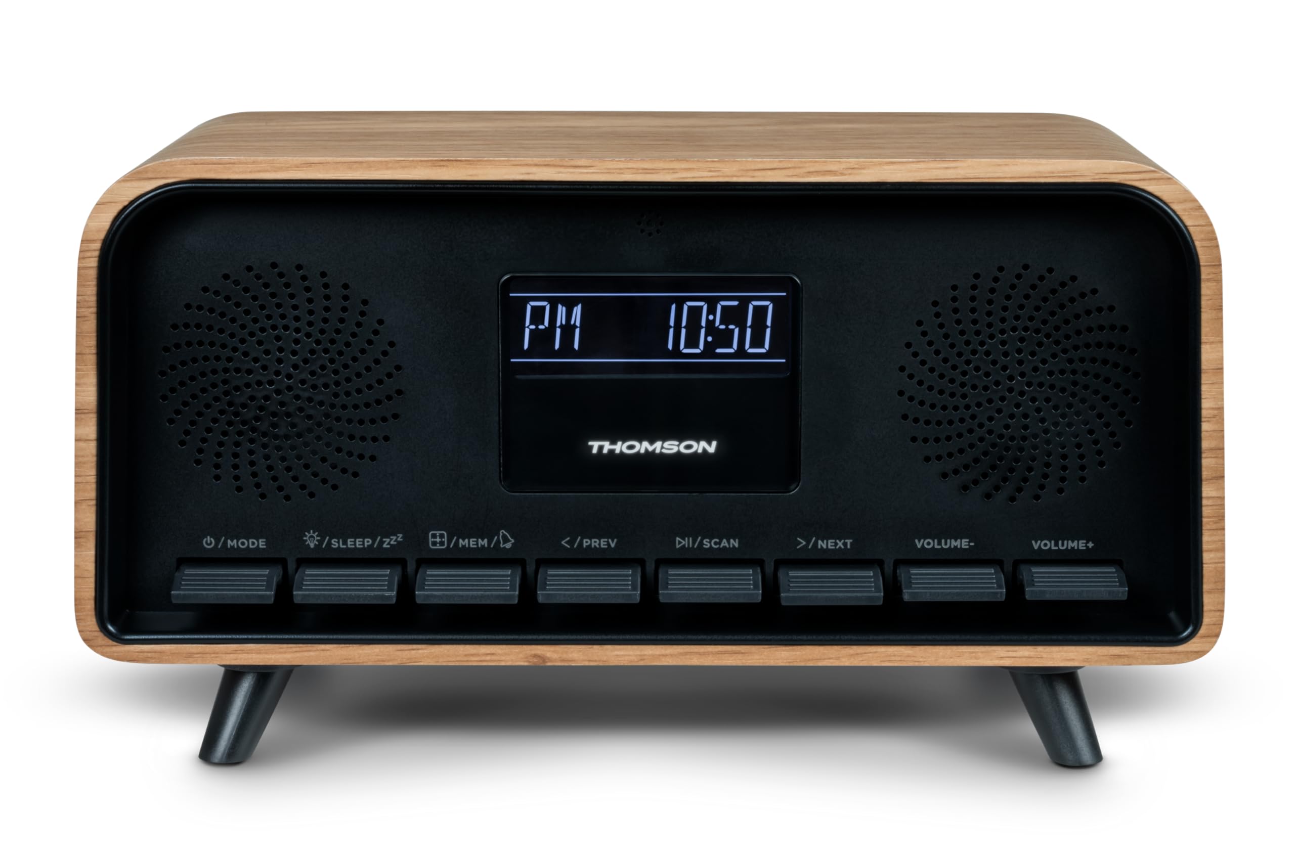 Radiosveglia Bluetooth - THOMSON - Vintage Cosy - 30 W, radio FM, doppia sveglia, schermo LCD, caricabatterie USB-C, alimentatore. 230V