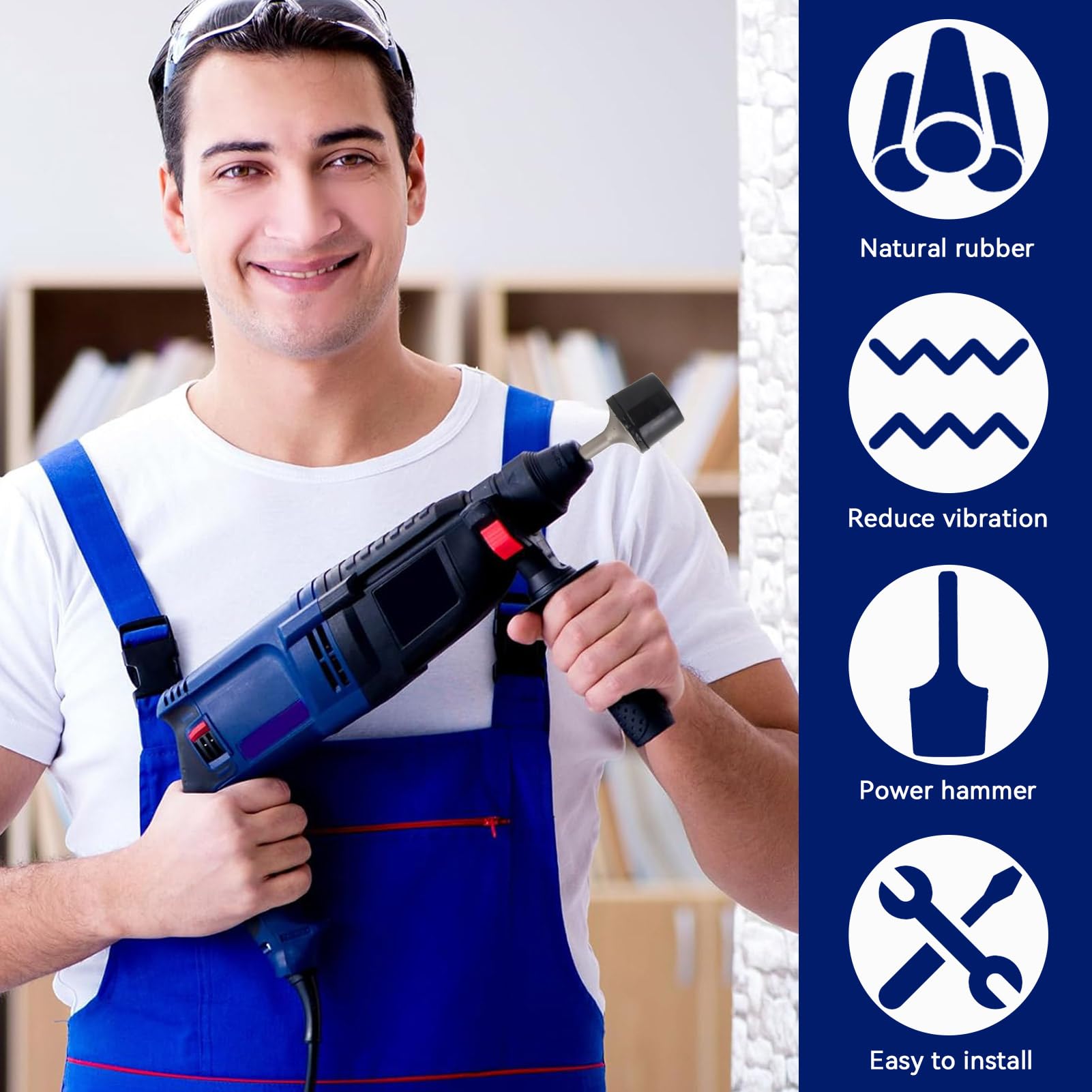 Hammer Rubber Power, Rubber Power Hammer Round Shank Electric Drill Hammer Power Tool Attachment for Ceramic Tile Floor Laying, Camping, Flooring, Tent Stakes