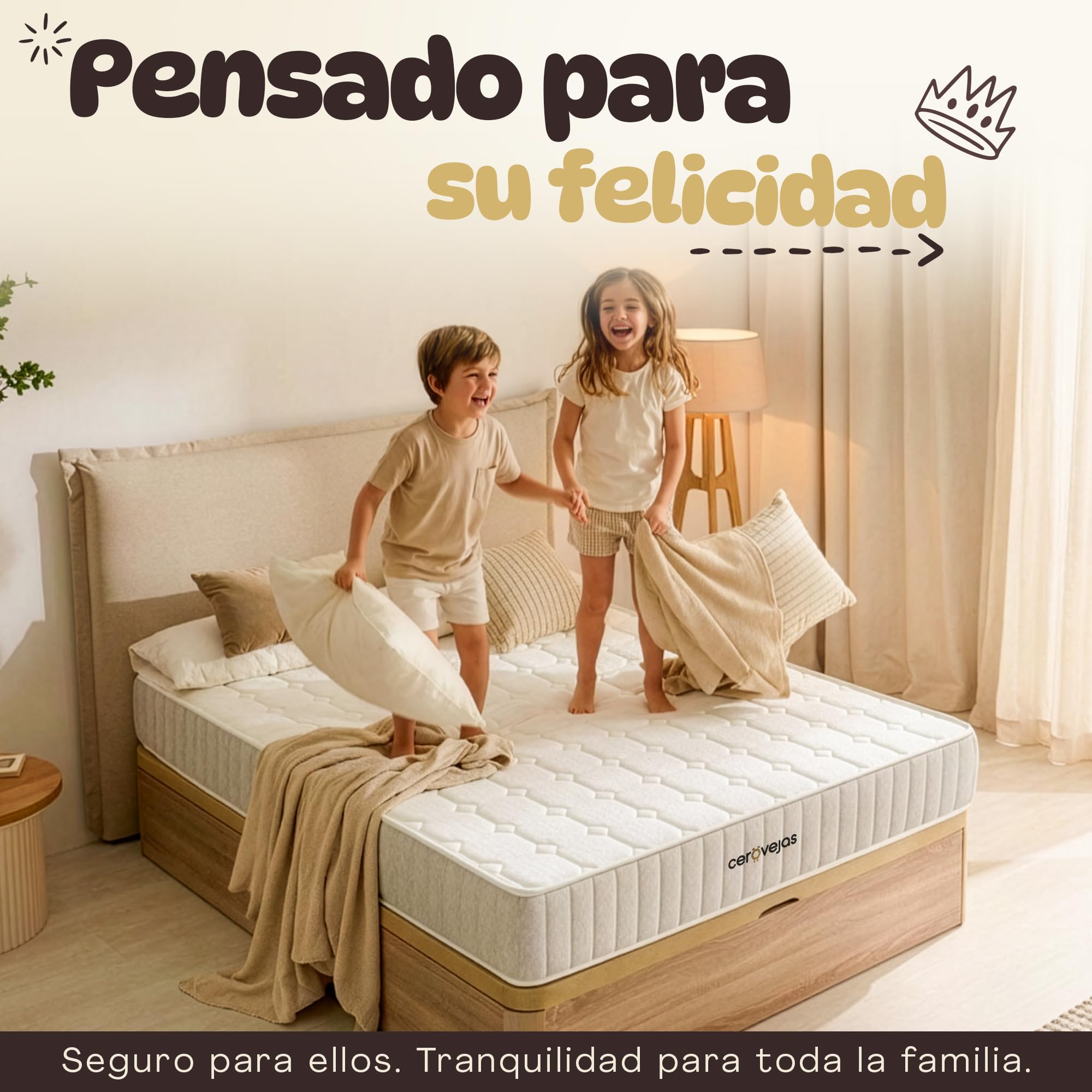 Colchón Viscoelástico 90 x 190 - Altura 22 cm | Alta Densidad - Núcleo HR 28kg - Firmeza Media Alta para Aliviar la Presión y Dolores de Espalda | Oeko-Tex | Fabricado en España