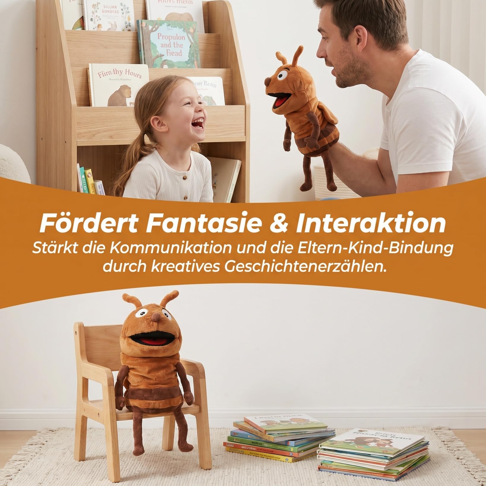 minkissy Handpuppe Ameise Aus Weichem Plüsch Material Spielzeug Für Junge Mädchen Zum Spielen Und Geschichtenerzählen Geeignet Für Puppenspiel Und Eltern-Junge Mädchen-interaktion