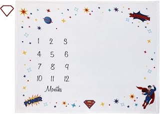 Little Love by NoJo Everything Kids Warner Brothers Superman White and Red Power, Icon, and Stars Milestone Baby Blanket