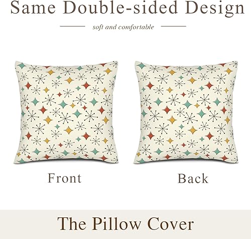 Miniatura 4 de Funda de almohada de mediados de siglo, estilo vintage de los años 50 y 1960 con patrón geométrico de diamantes atómicos, para el hogar, sofá,