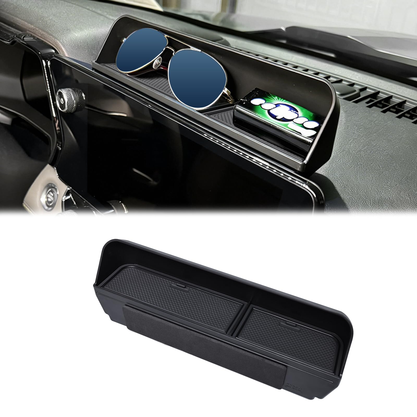 Dashboard Storage Tray Compatible with 2023–2026 Chevy Colorado & GMC Canyon, Behind Screen Dash Organizer Insert, ABS Sunglasses Holder with Non-Slip Liner, Easy Install Interior Accessory