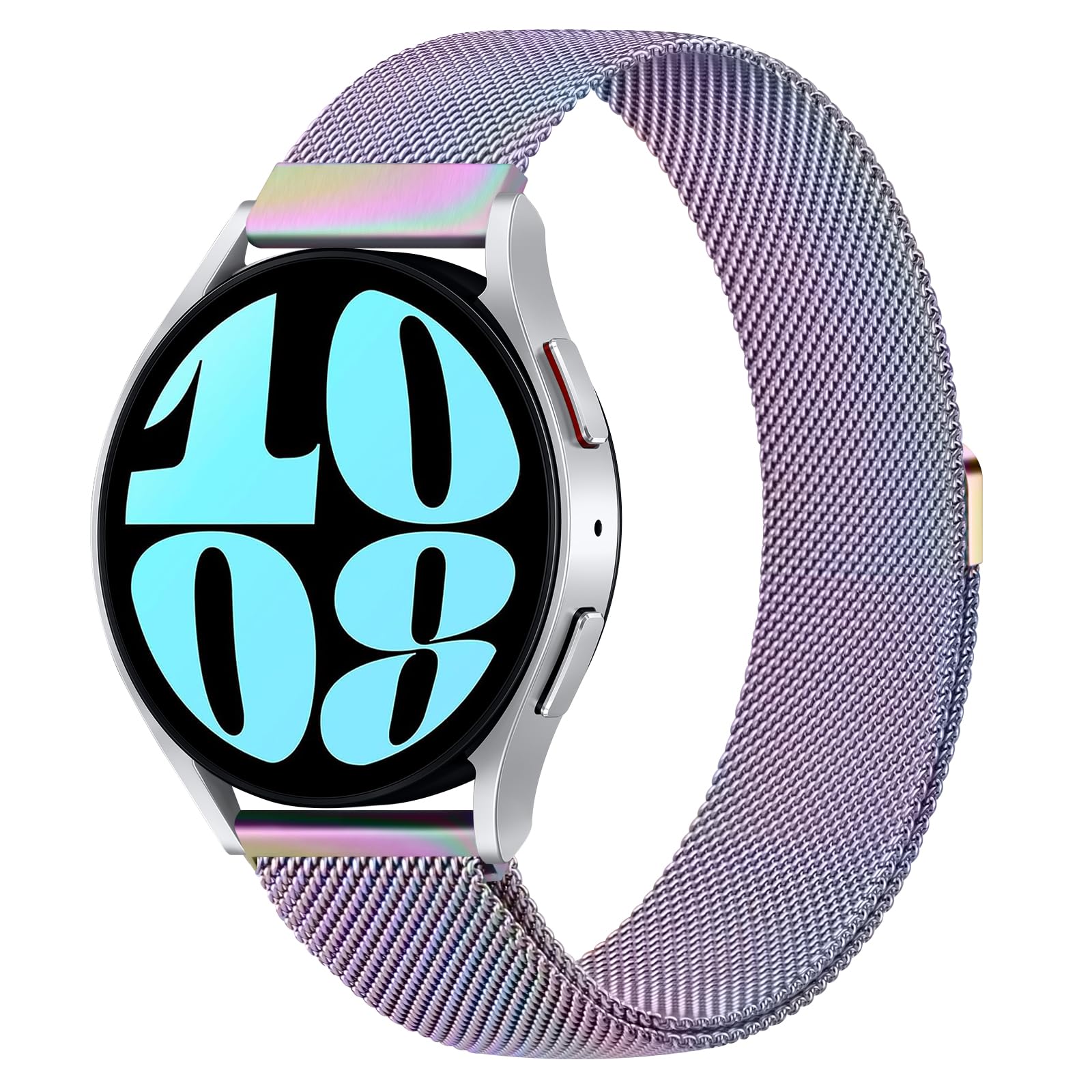 AK Metal Band Compatible with Samsung Galaxy Watch 6 Band 40mm 44mm / Galaxy Watch 6 Classic Bands 43mm 47mm, 20mm Stainless Steel Mesh Loop Magnetic Replacement Bracelet Strap for Galaxy Watch 6 Band Women Men