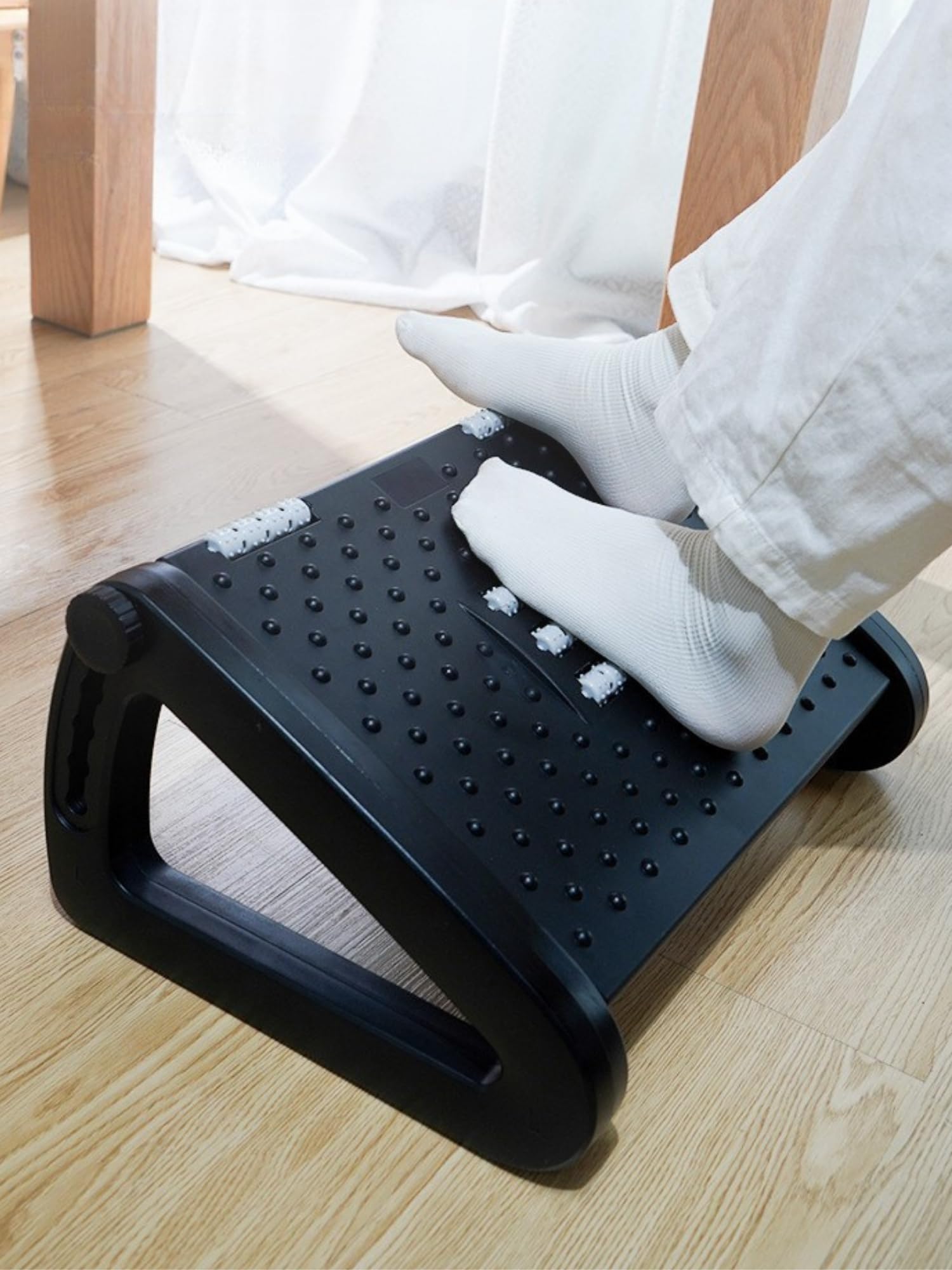 Repose-Pieds Ergonomique Réglable sous Bureau avec Fonction Massage Antidérapant