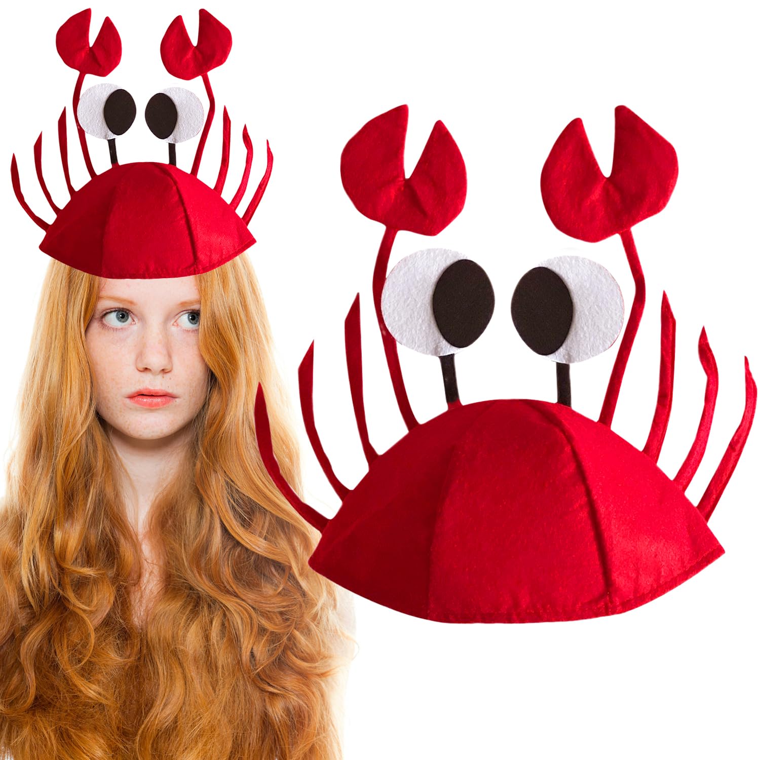 1Pcs Red Party Crab Hats,Funny Plush Hat Cartoon Halloween Hat,Adjustable Crab Hat Costume Fancy Hats for Carnival Cosplay Christmas Halloween Costume Accessories