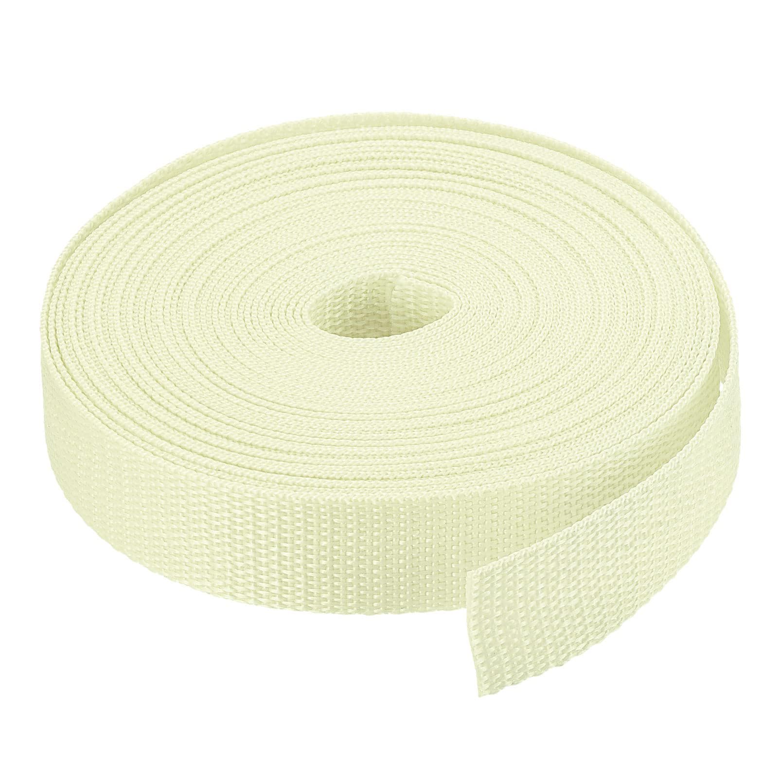 MACHSWON 2.5cm Lightweight Polypropylene Webbing Strap 1" 10 Yards Beige Strapping Band for Outdoor