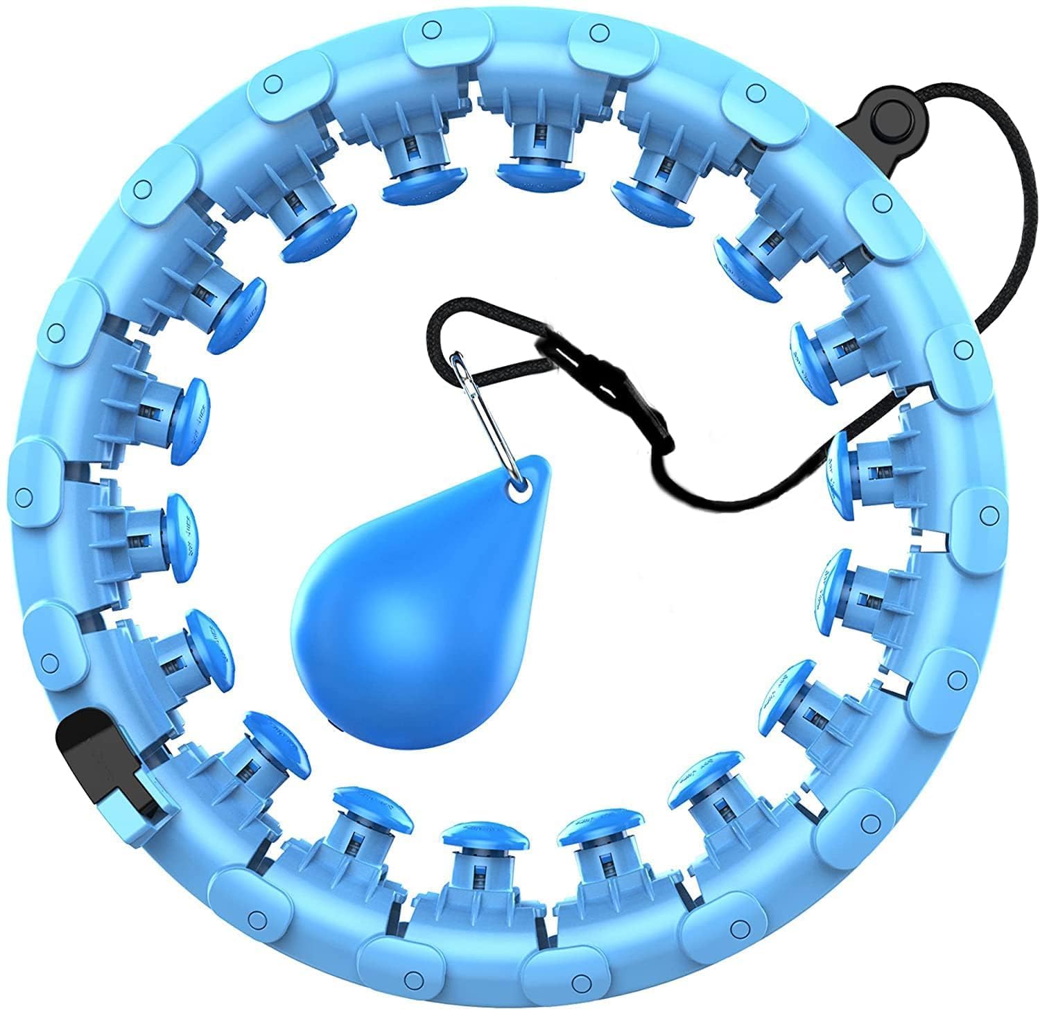 Weighted Hula Ring Hoop for Adult Weight Loss Infinity Circle Hoop Plus Size 24 Detachable Knot 2 in 1 Abdomen Fitness Massage Smart Hula Hoops Fit Sweet Weight Ball for Women Exercise (Blue)-image-29