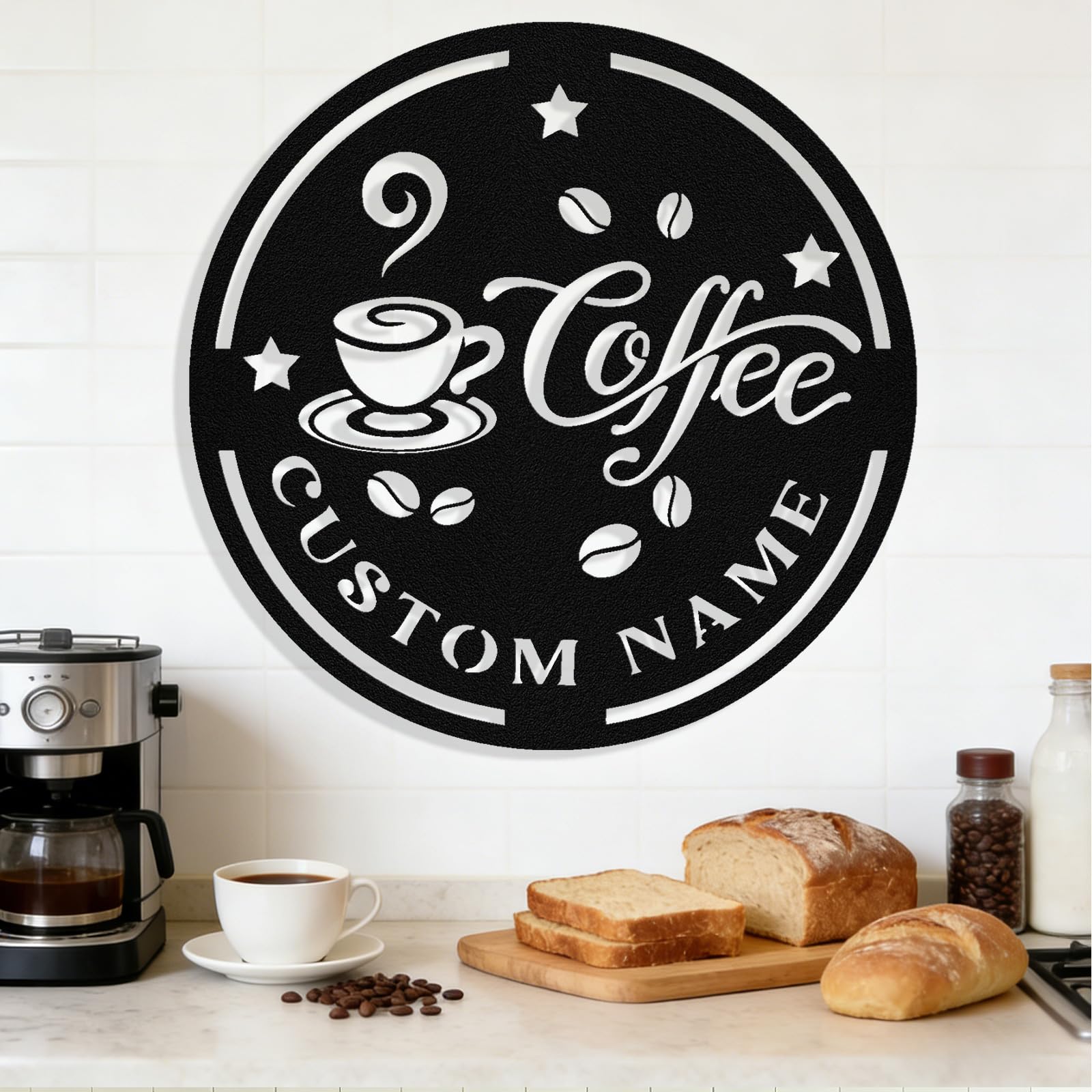 Personalized Coffee Metal Sign, Custom Coffee Bar Signs, Custom Name Signs for Cafe Station, Coffee Wall Art Decor for Kitchen, Cafe Shop Decor, Cafe Lover Gift